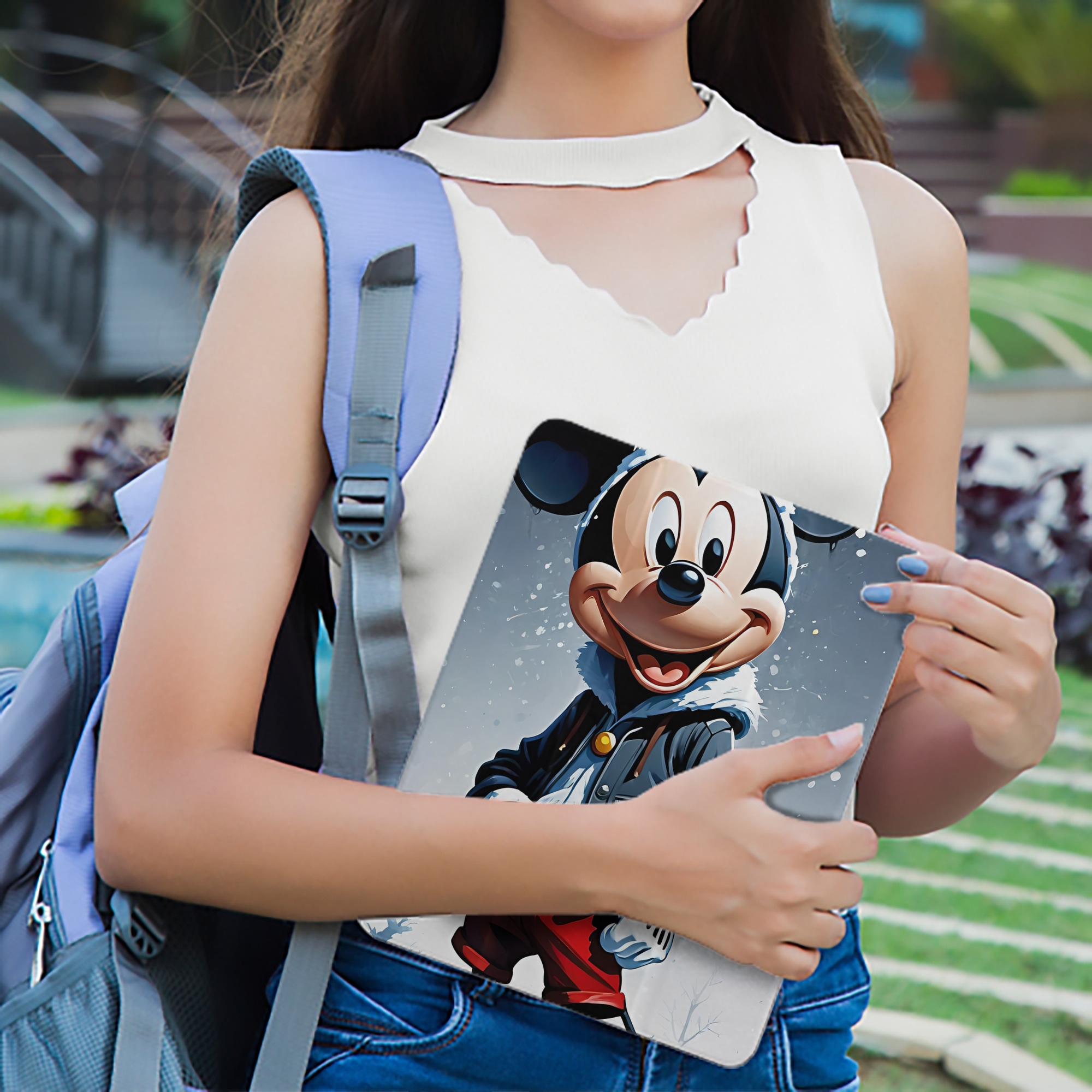 ミッキーマウス Mickey Mouse IPad ケース ペン収納付き 三つ折りスタンド PUレザー×シリコン 対応機種9.5/10.5/10.9インチ