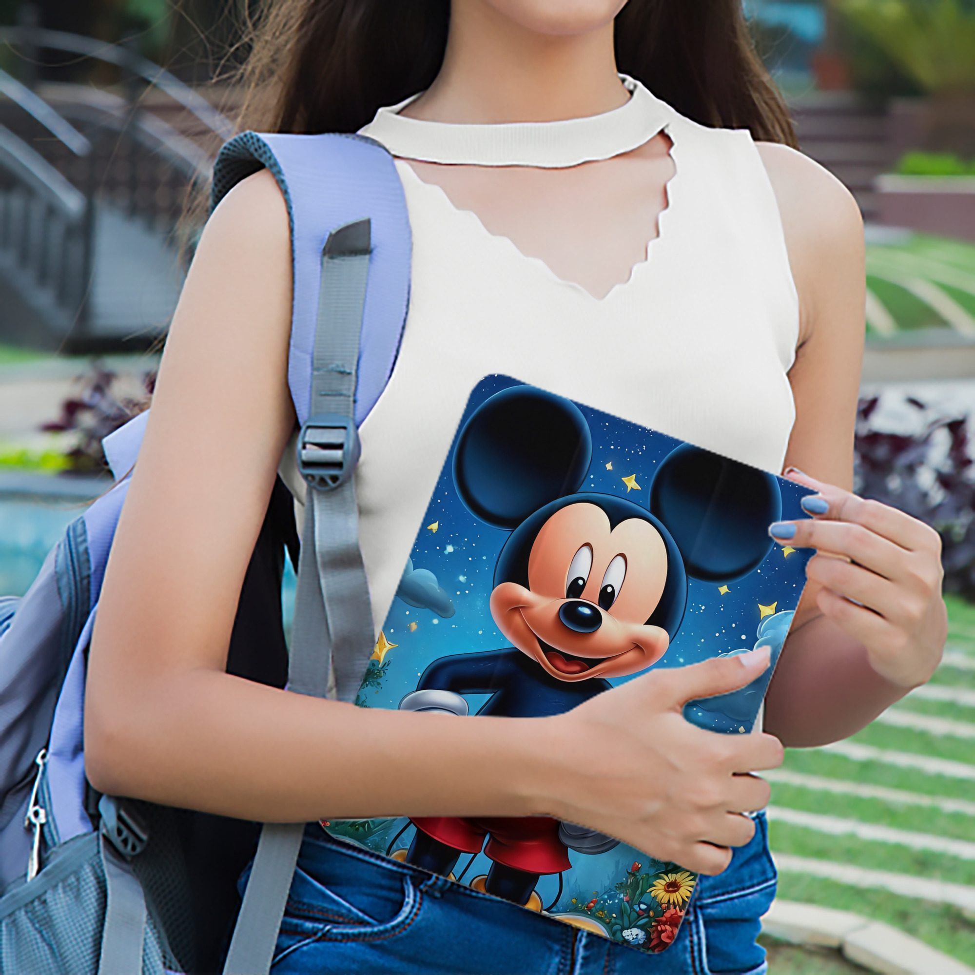 ミッキーマウス Mickey Mouse IPad ケース ペン収納付き 三つ折りスタンド PUレザー×シリコン 対応機種9.5/10.5/10.9インチ