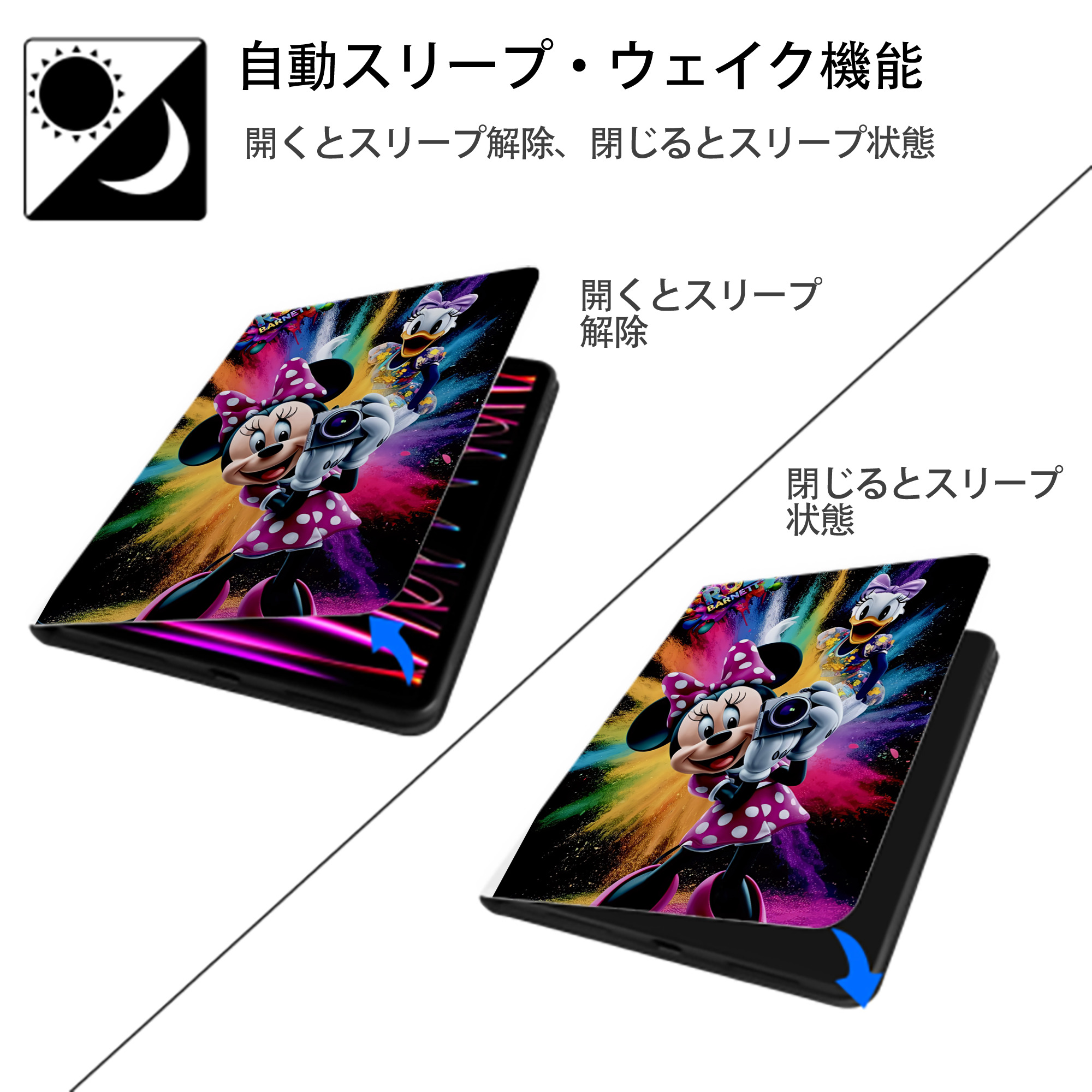 ミッキーマウス Mickey Mouse IPad ケース ペン収納付き 三つ折りスタンド PUレザー×シリコン 対応機種9.5/10.5/10.9インチ