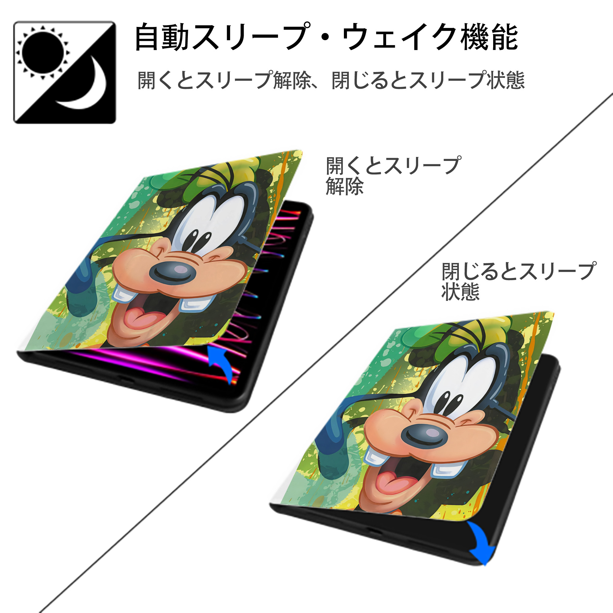 ミッキーマウス Mickey Mouse IPad ケース ペン収納付き 三つ折りスタンド PUレザー×シリコン 対応機種9.5/10.5/10.9インチ
