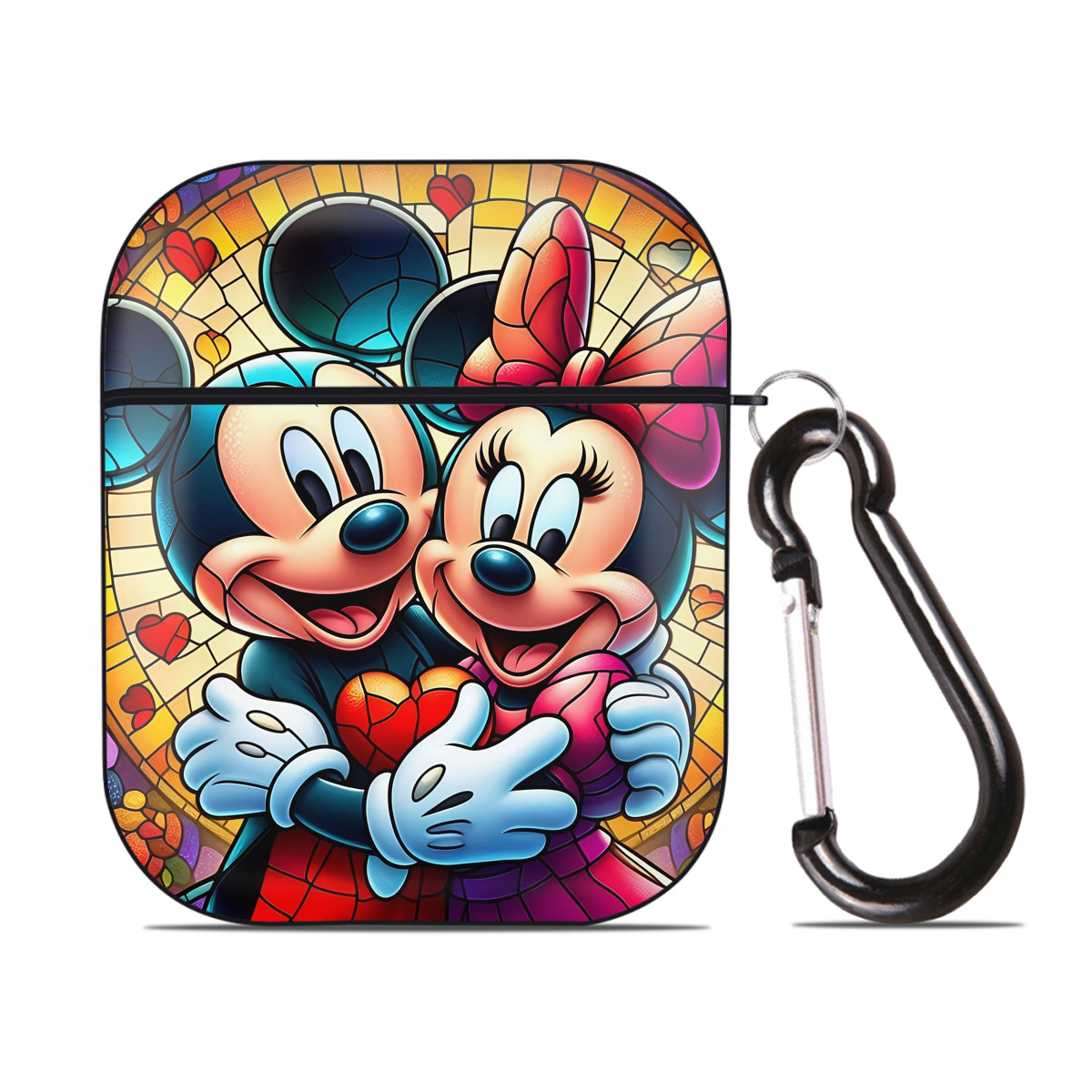 （画像用） ミッキーマウス Mickey Mouse AirPods 第2世代保護ケース ハードシェル ブラック 耐衝撃・防指紋・カラビナ付き