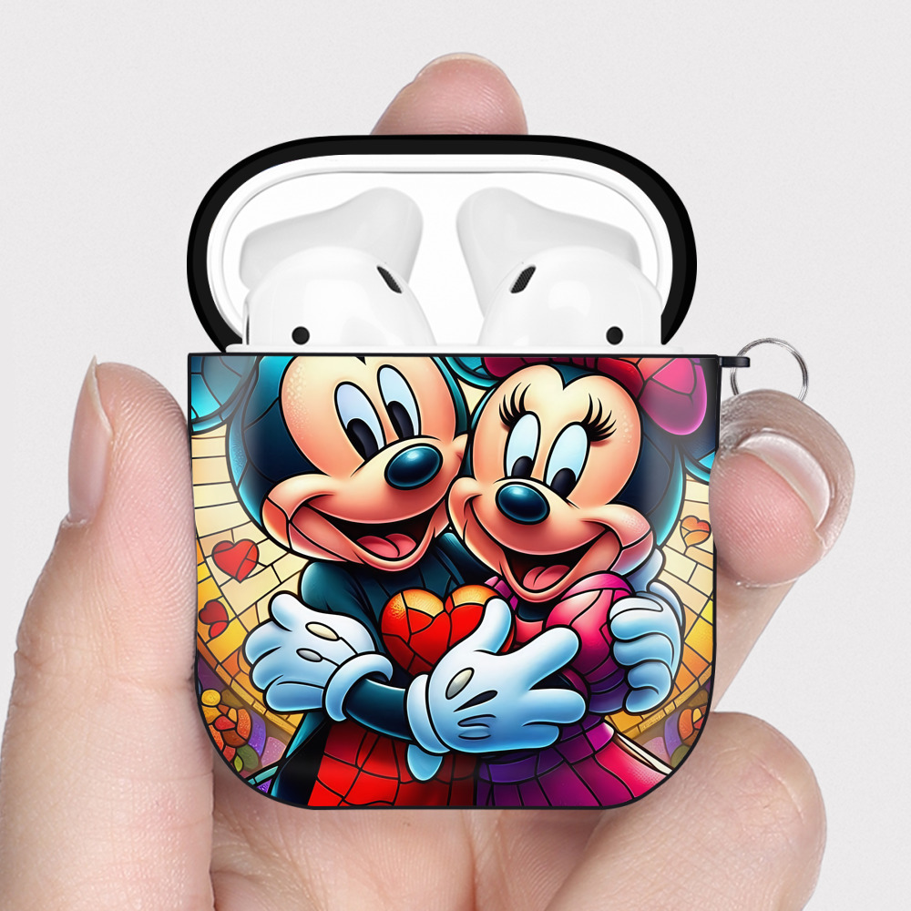 （画像用） ミッキーマウス Mickey Mouse AirPods 第2世代保護ケース ハードシェル ブラック 耐衝撃・防指紋・カラビナ付き