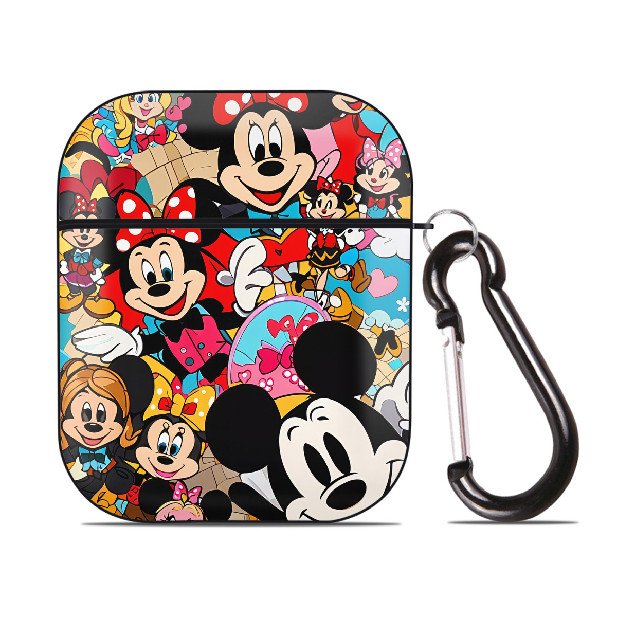 （画像用） ミッキーマウス Mickey Mouse AirPods 第2世代保護ケース ハードシェル ブラック 耐衝撃・防指紋・カラビナ付き