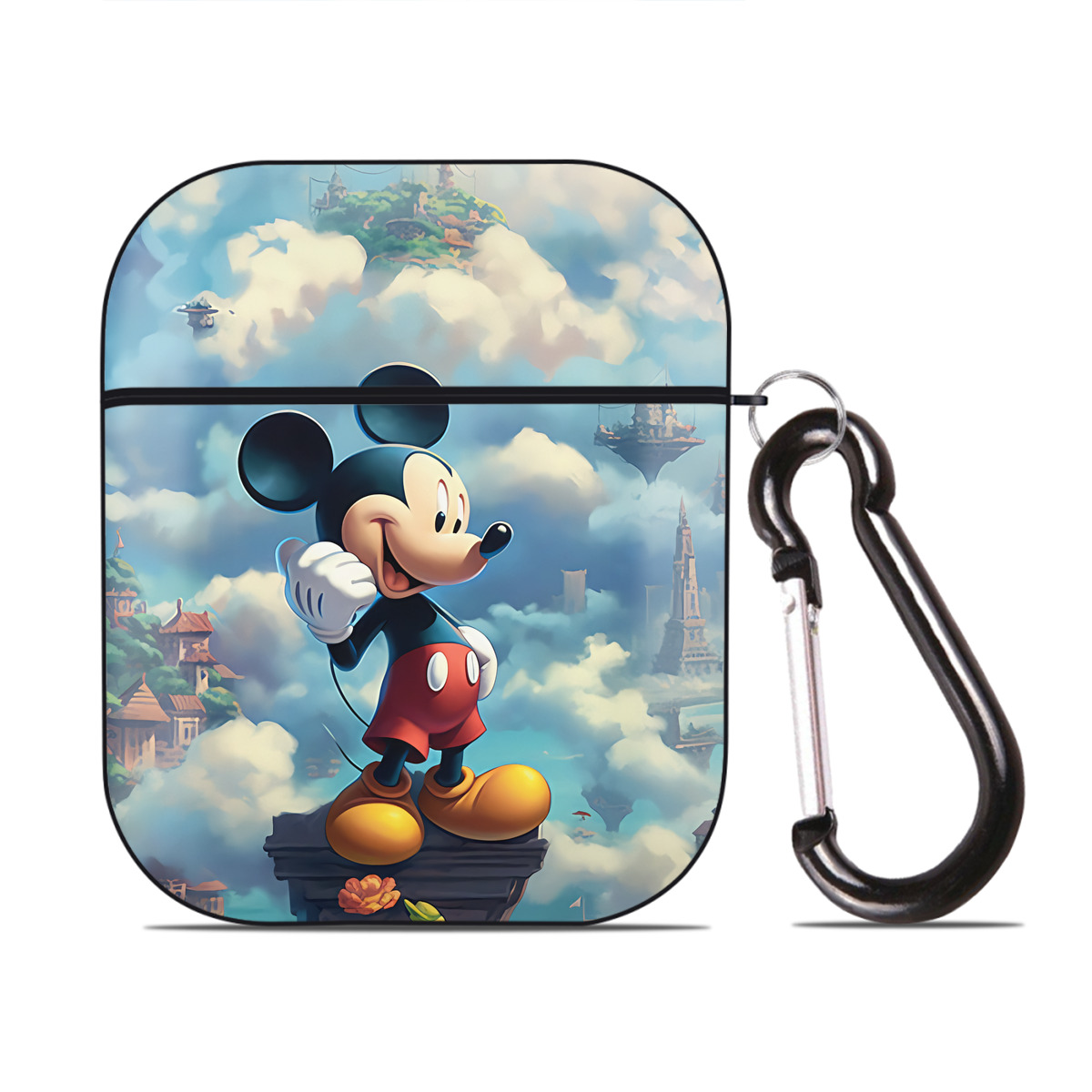 （画像用） ミッキーマウス Mickey Mouse AirPods 第2世代保護ケース ハードシェル ブラック 耐衝撃・防指紋・カラビナ付き