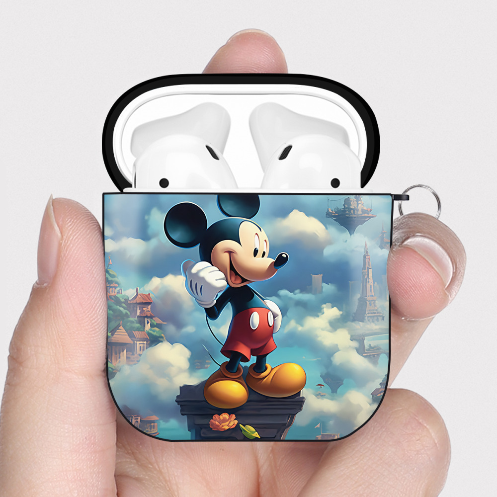 （画像用） ミッキーマウス Mickey Mouse AirPods 第2世代保護ケース ハードシェル ブラック 耐衝撃・防指紋・カラビナ付き