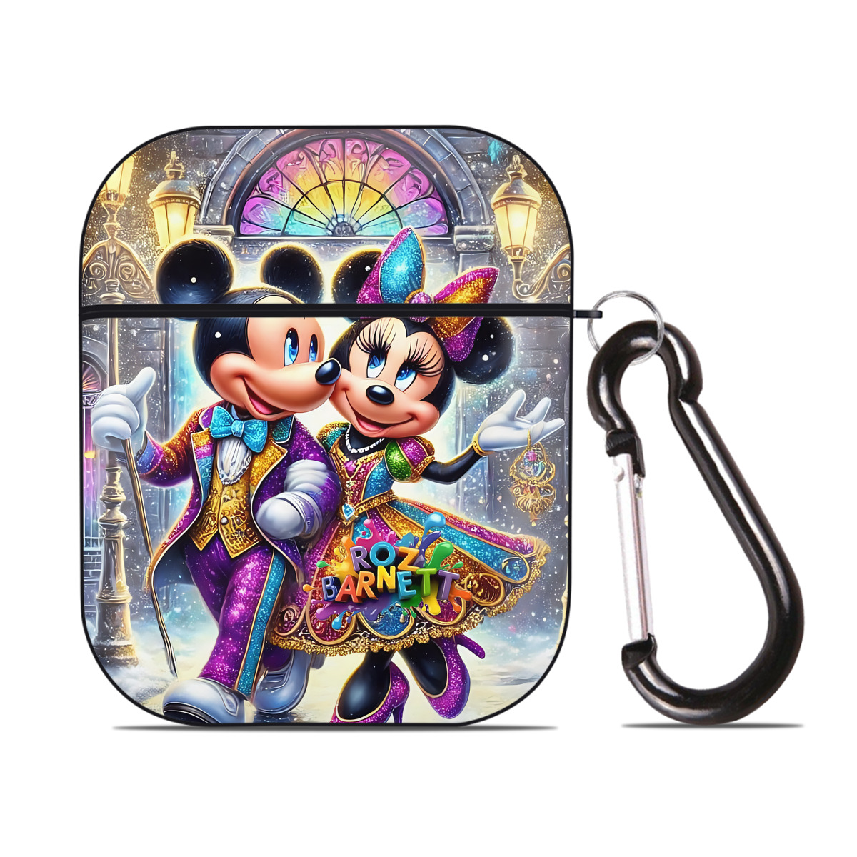 （画像用） ミッキーマウス Mickey Mouse AirPods 第2世代保護ケース ハードシェル ブラック 耐衝撃・防指紋・カラビナ付き