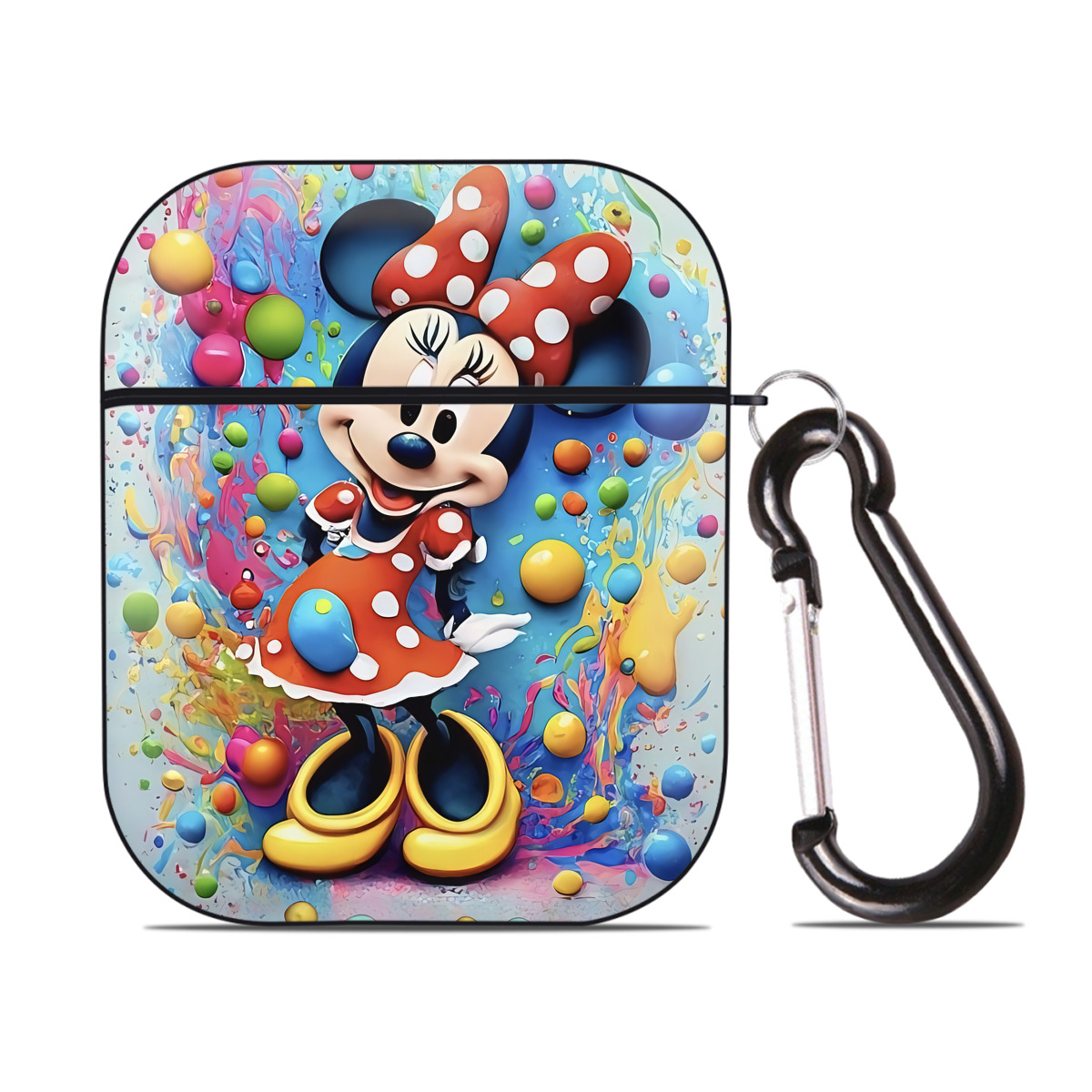 （画像用） ミッキーマウス Mickey Mouse AirPods 第2世代保護ケース ハードシェル ブラック 耐衝撃・防指紋・カラビナ付き