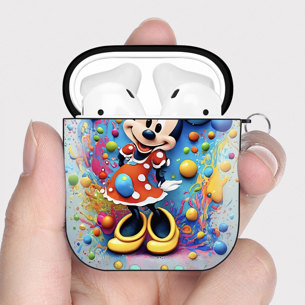 （画像用） ミッキーマウス Mickey Mouse AirPods 第2世代保護ケース ハードシェル ブラック 耐衝撃・防指紋・カラビナ付き