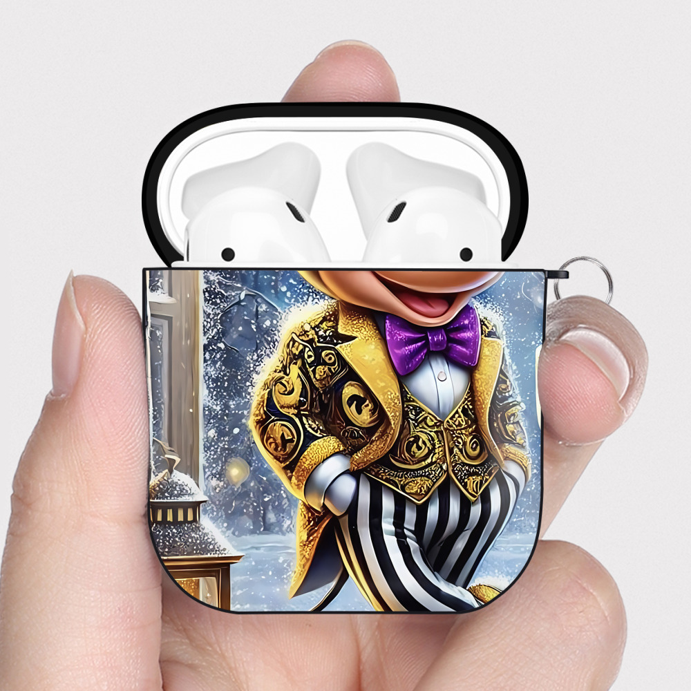 （画像用） ミッキーマウス Mickey Mouse AirPods 第2世代保護ケース ハードシェル ブラック 耐衝撃・防指紋・カラビナ付き