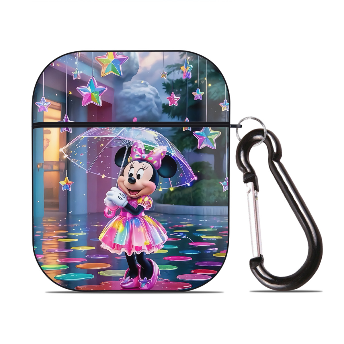（画像用） ミッキーマウス Mickey Mouse AirPods 第2世代保護ケース ハードシェル ブラック 耐衝撃・防指紋・カラビナ付き