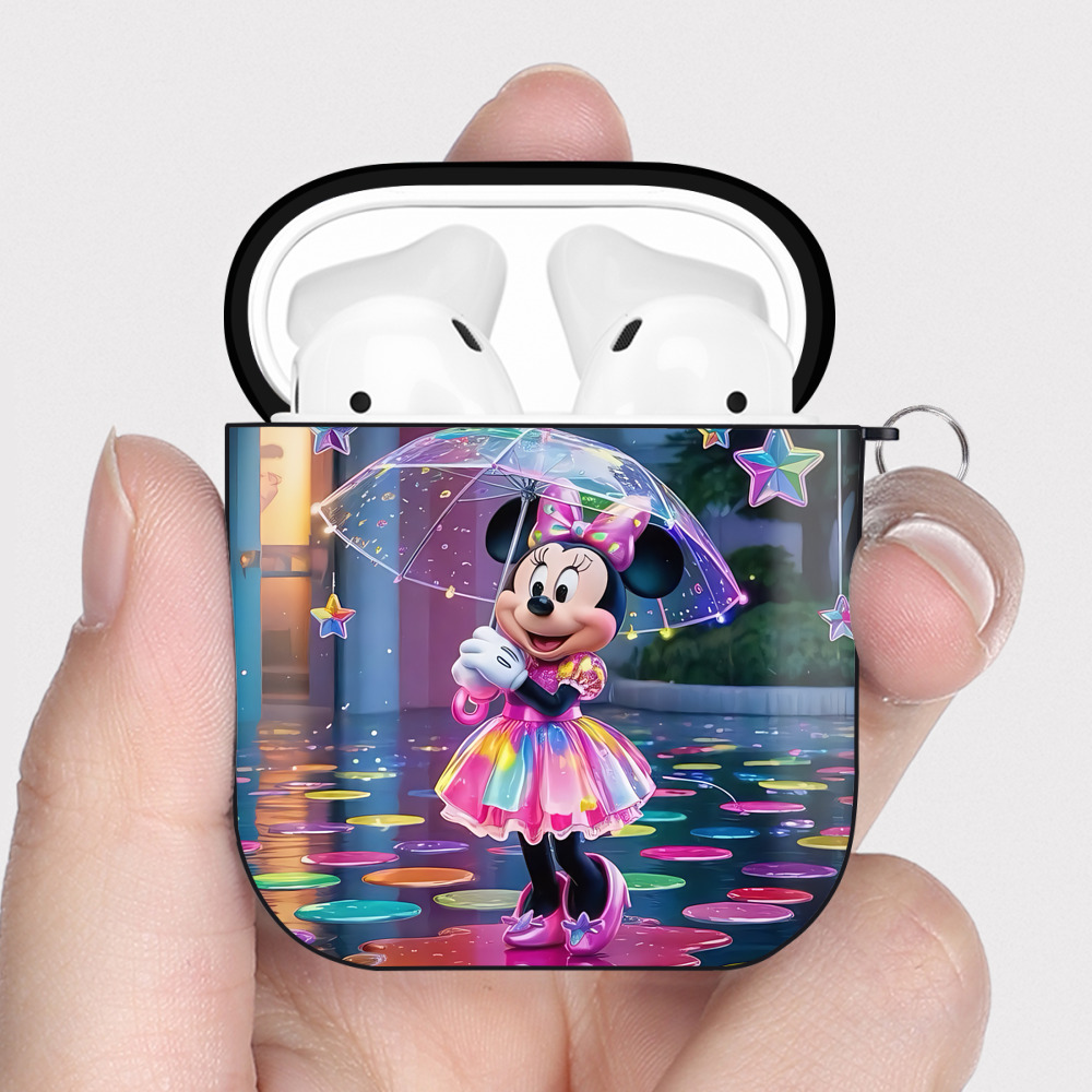 （画像用） ミッキーマウス Mickey Mouse AirPods 第2世代保護ケース ハードシェル ブラック 耐衝撃・防指紋・カラビナ付き