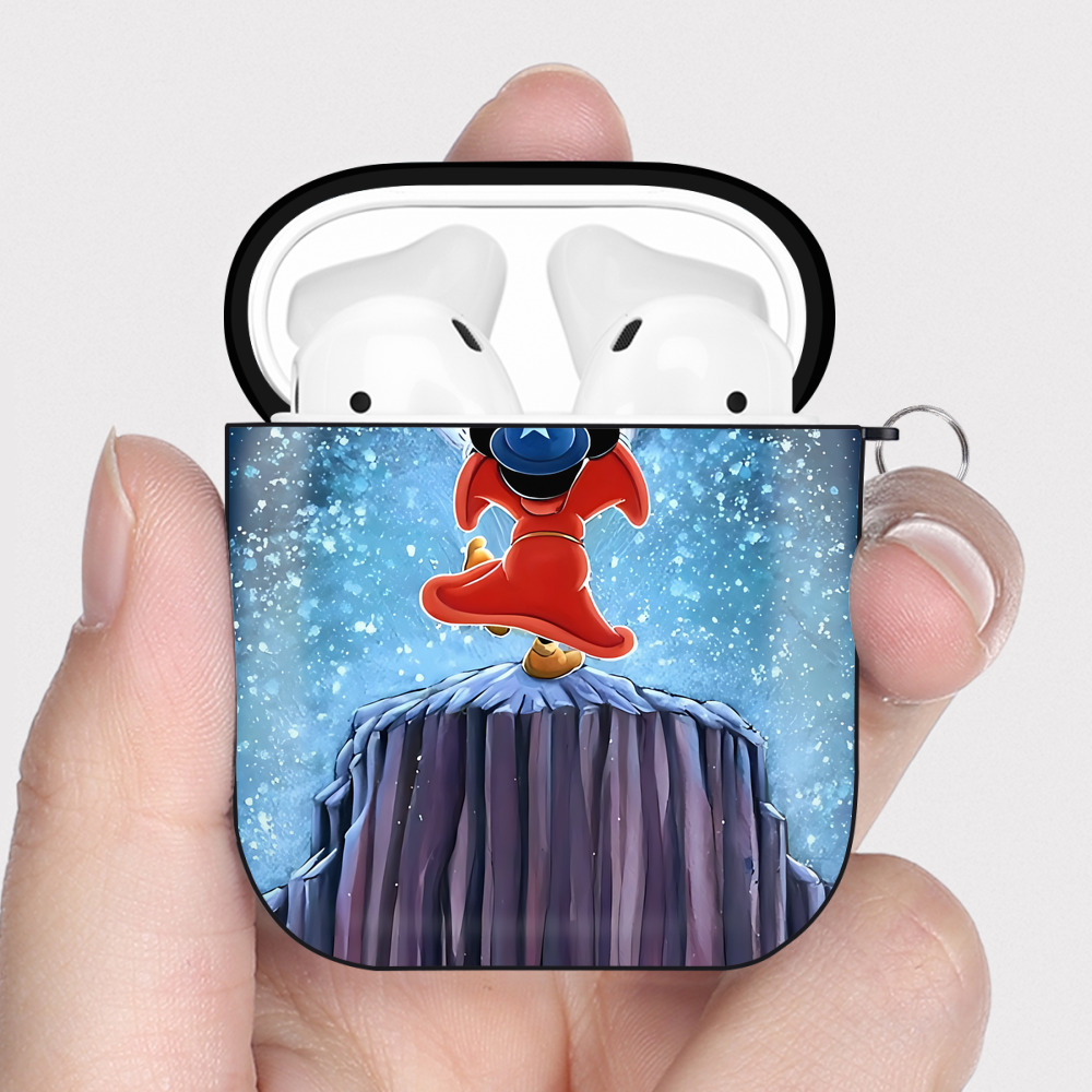（画像用） ミッキーマウス Mickey Mouse AirPods 第2世代保護ケース ハードシェル ブラック 耐衝撃・防指紋・カラビナ付き
