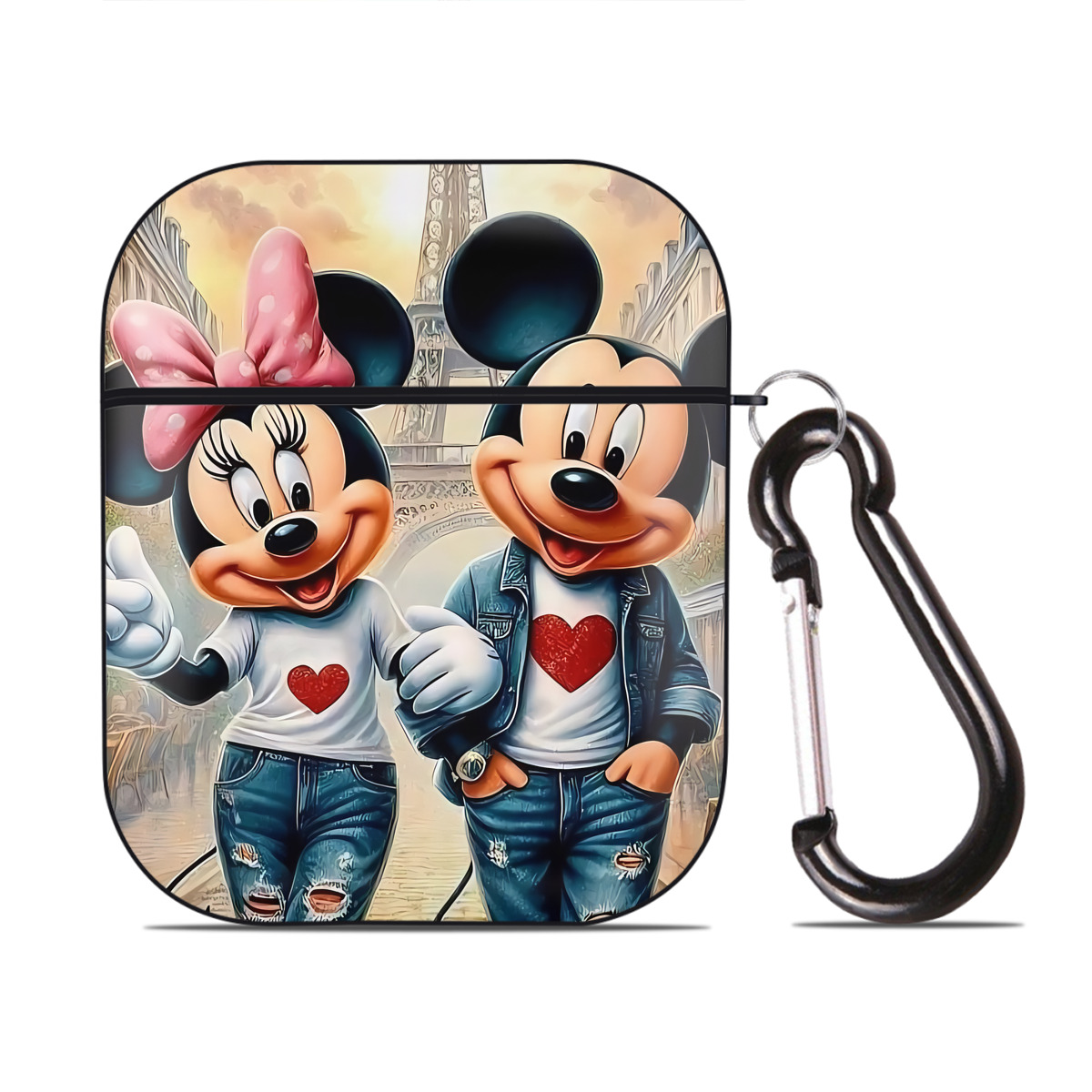 （画像用） ミッキーマウス Mickey Mouse AirPods 第2世代保護ケース ハードシェル ブラック 耐衝撃・防指紋・カラビナ付き
