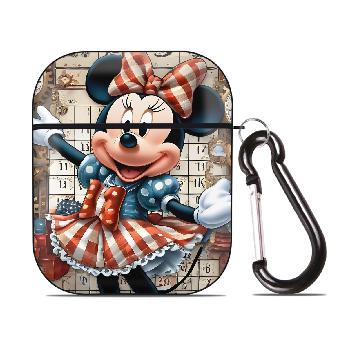 （画像用） ミッキーマウス Mickey Mouse AirPods 第2世代保護ケース ハードシェル ブラック 耐衝撃・防指紋・カラビナ付き