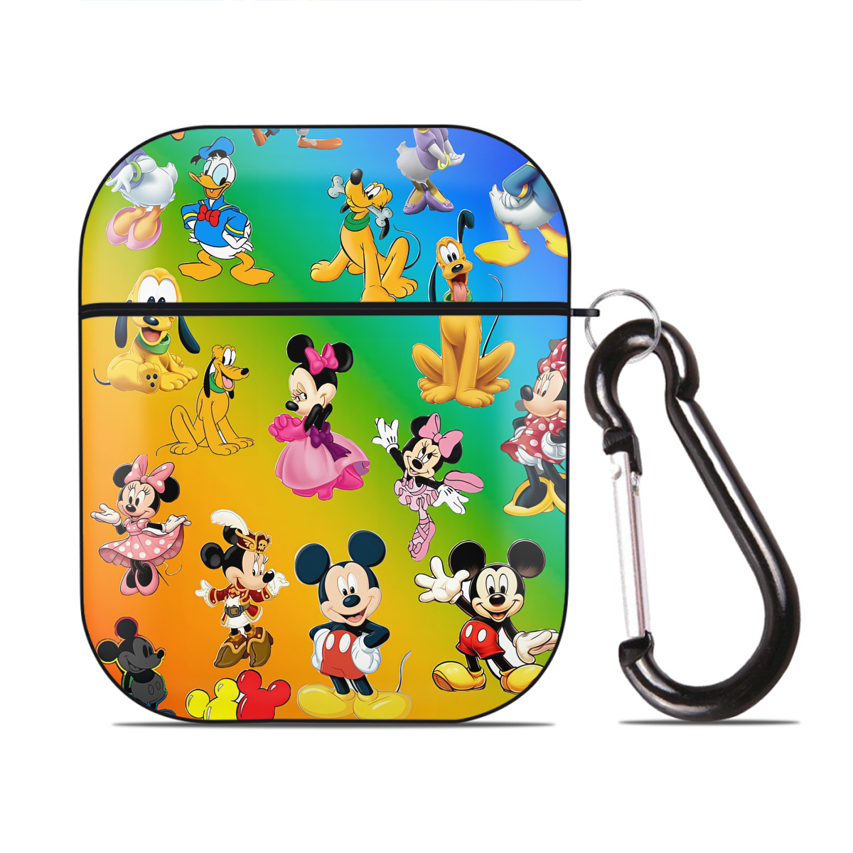 （画像用） ミッキーマウス Mickey Mouse AirPods 第2世代保護ケース ハードシェル ブラック 耐衝撃・防指紋・カラビナ付き