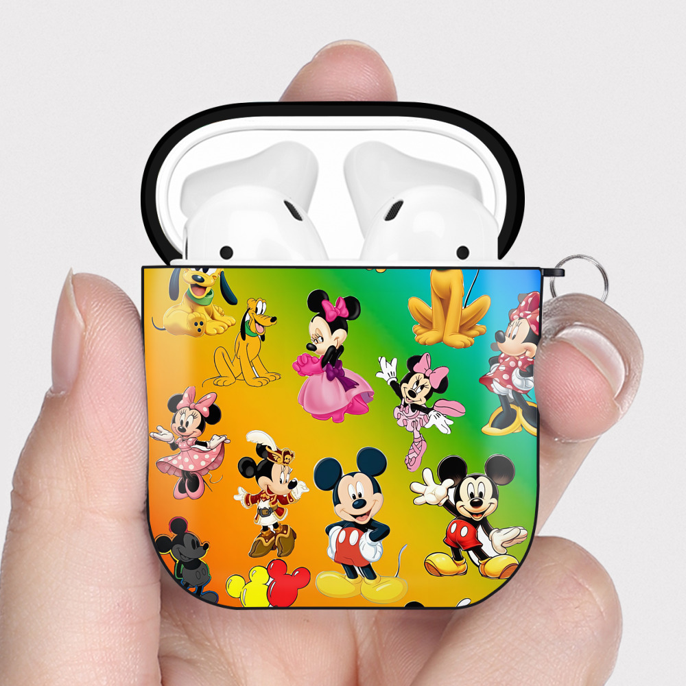 （画像用） ミッキーマウス Mickey Mouse AirPods 第2世代保護ケース ハードシェル ブラック 耐衝撃・防指紋・カラビナ付き
