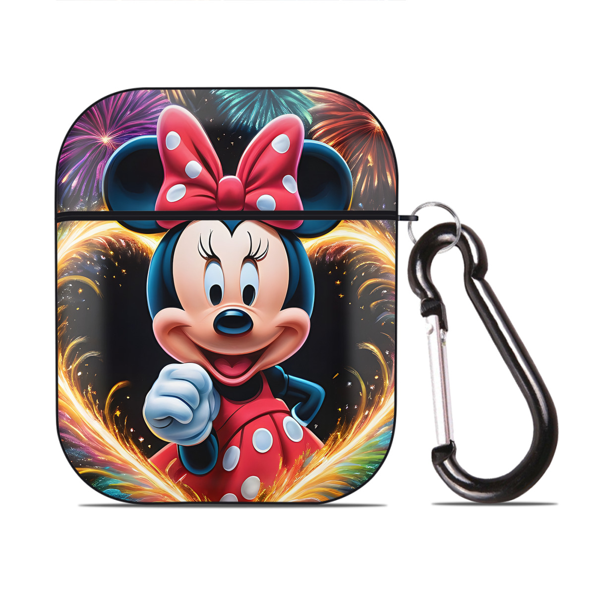 （画像用） ミッキーマウス Mickey Mouse AirPods 第2世代保護ケース ハードシェル ブラック 耐衝撃・防指紋・カラビナ付き
