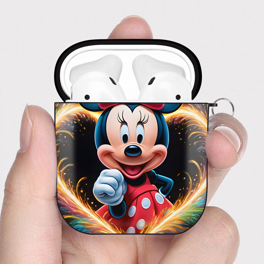 （画像用） ミッキーマウス Mickey Mouse AirPods 第2世代保護ケース ハードシェル ブラック 耐衝撃・防指紋・カラビナ付き