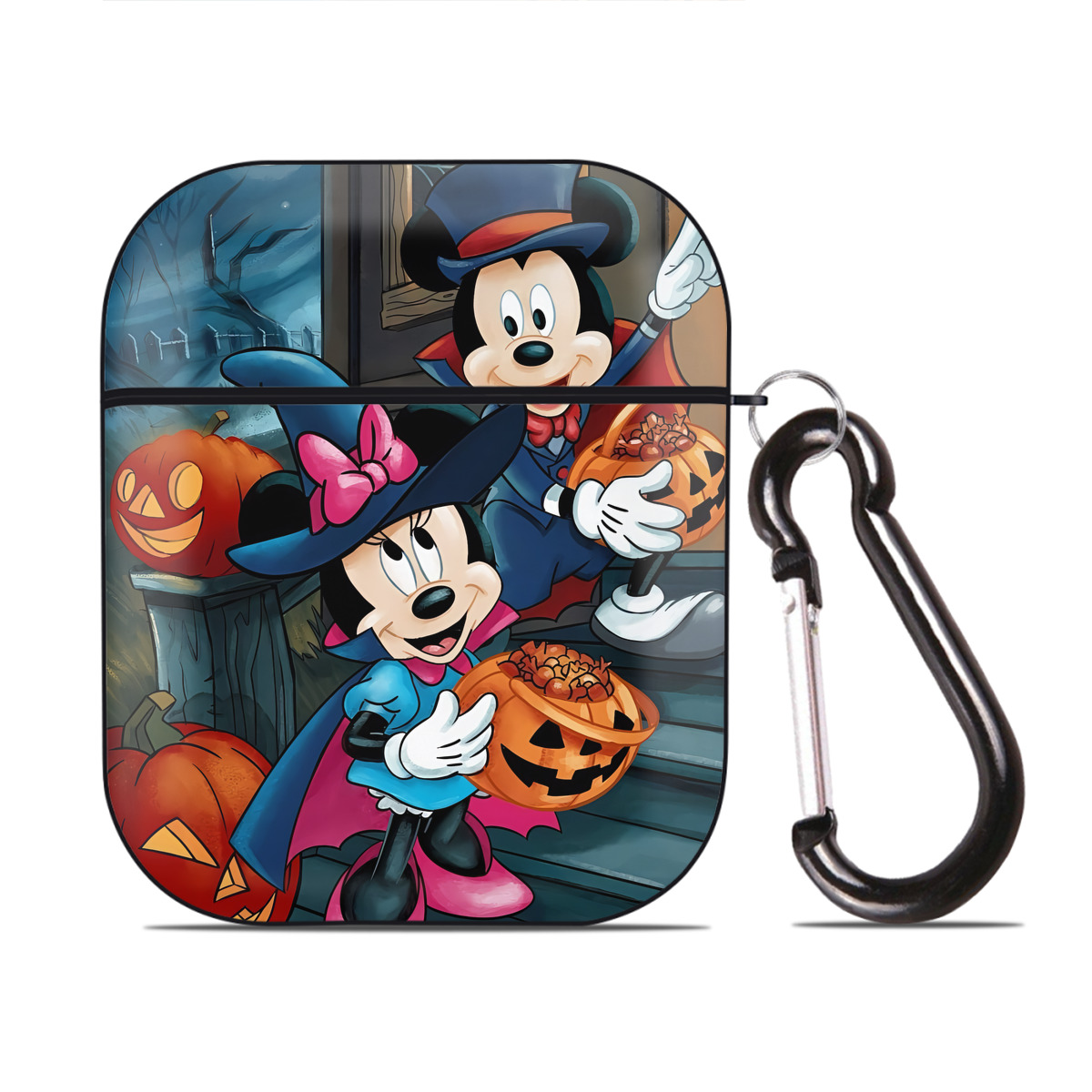 （画像用） ミッキーマウス Mickey Mouse AirPods 第2世代保護ケース ハードシェル ブラック 耐衝撃・防指紋・カラビナ付き