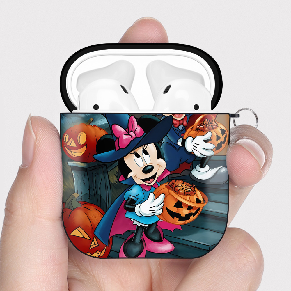 （画像用） ミッキーマウス Mickey Mouse AirPods 第2世代保護ケース ハードシェル ブラック 耐衝撃・防指紋・カラビナ付き