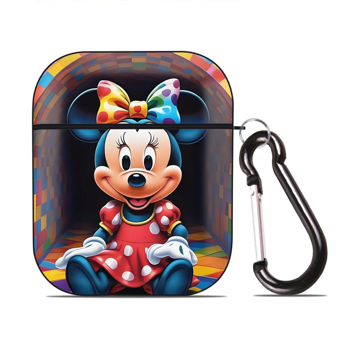 （画像用） ミッキーマウス Mickey Mouse AirPods 第2世代保護ケース ハードシェル ブラック 耐衝撃・防指紋・カラビナ付き