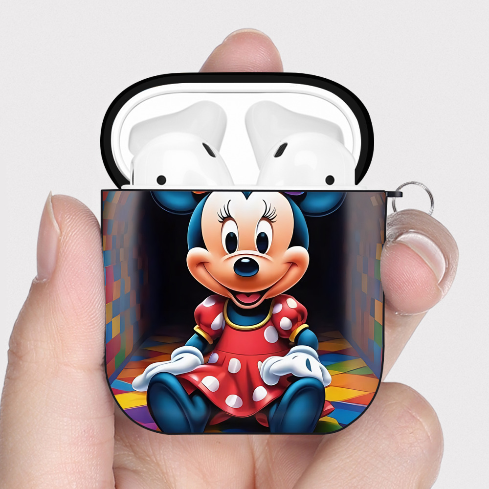 （画像用） ミッキーマウス Mickey Mouse AirPods 第2世代保護ケース ハードシェル ブラック 耐衝撃・防指紋・カラビナ付き