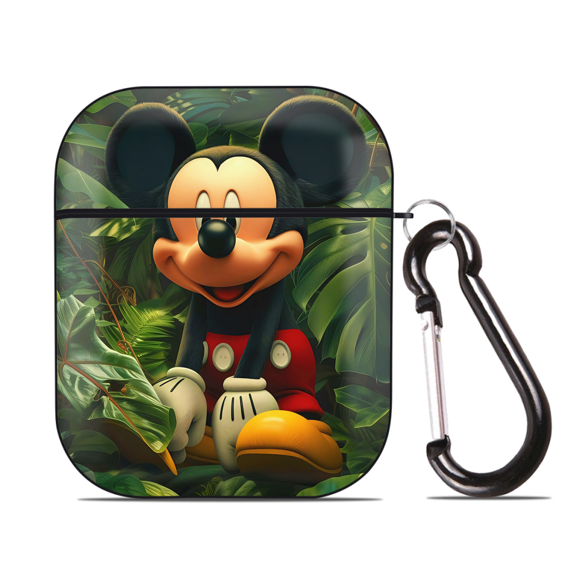 （画像用） ミッキーマウス Mickey Mouse AirPods 第2世代保護ケース ハードシェル ブラック 耐衝撃・防指紋・カラビナ付き