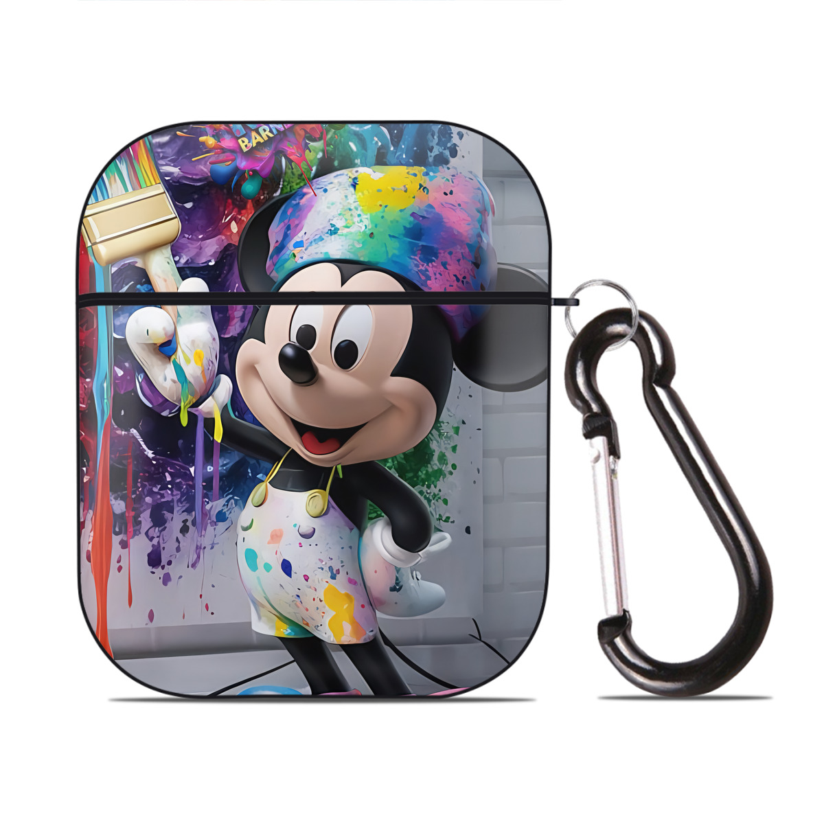 （画像用） ミッキーマウス Mickey Mouse AirPods 第2世代保護ケース ハードシェル ブラック 耐衝撃・防指紋・カラビナ付き