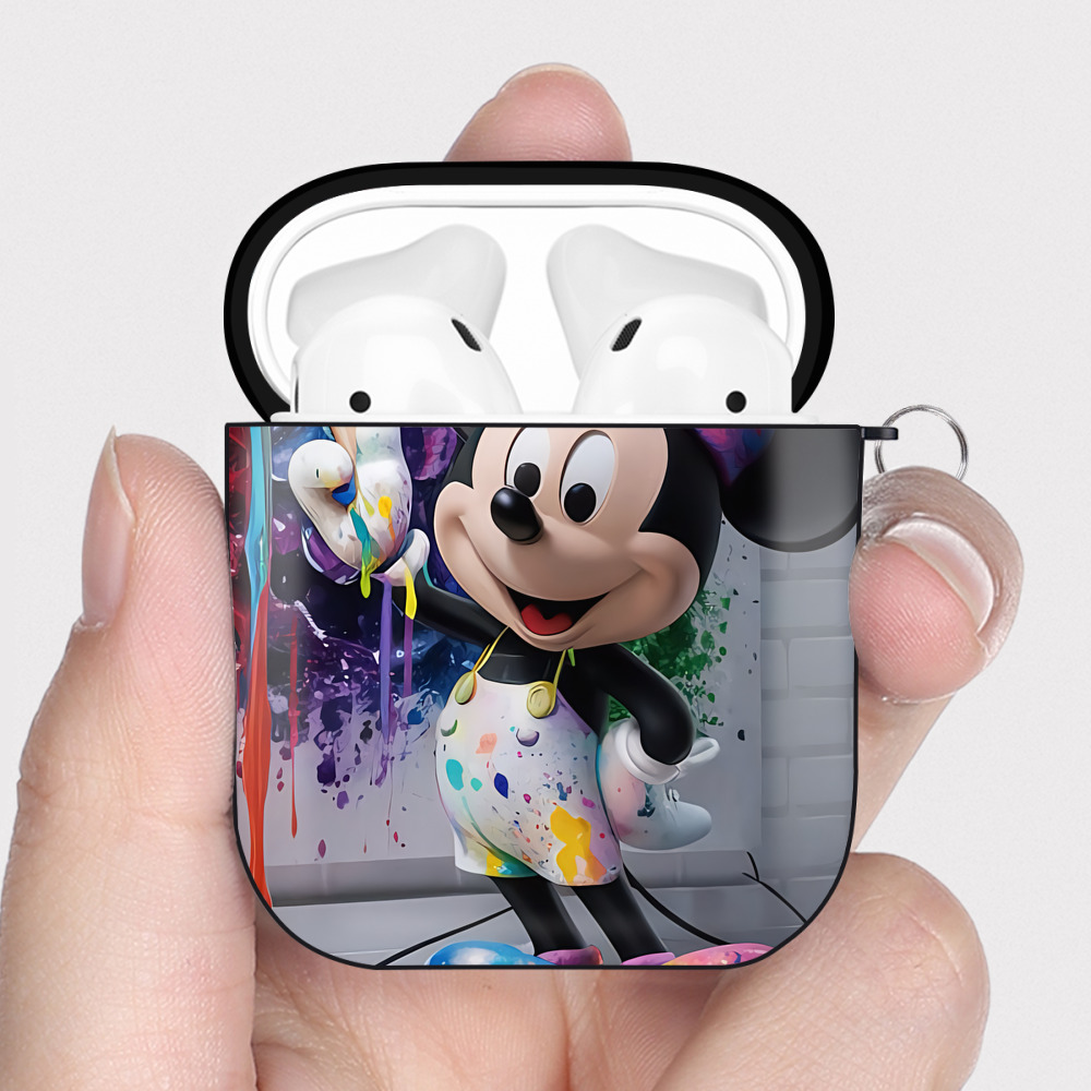 （画像用） ミッキーマウス Mickey Mouse AirPods 第2世代保護ケース ハードシェル ブラック 耐衝撃・防指紋・カラビナ付き