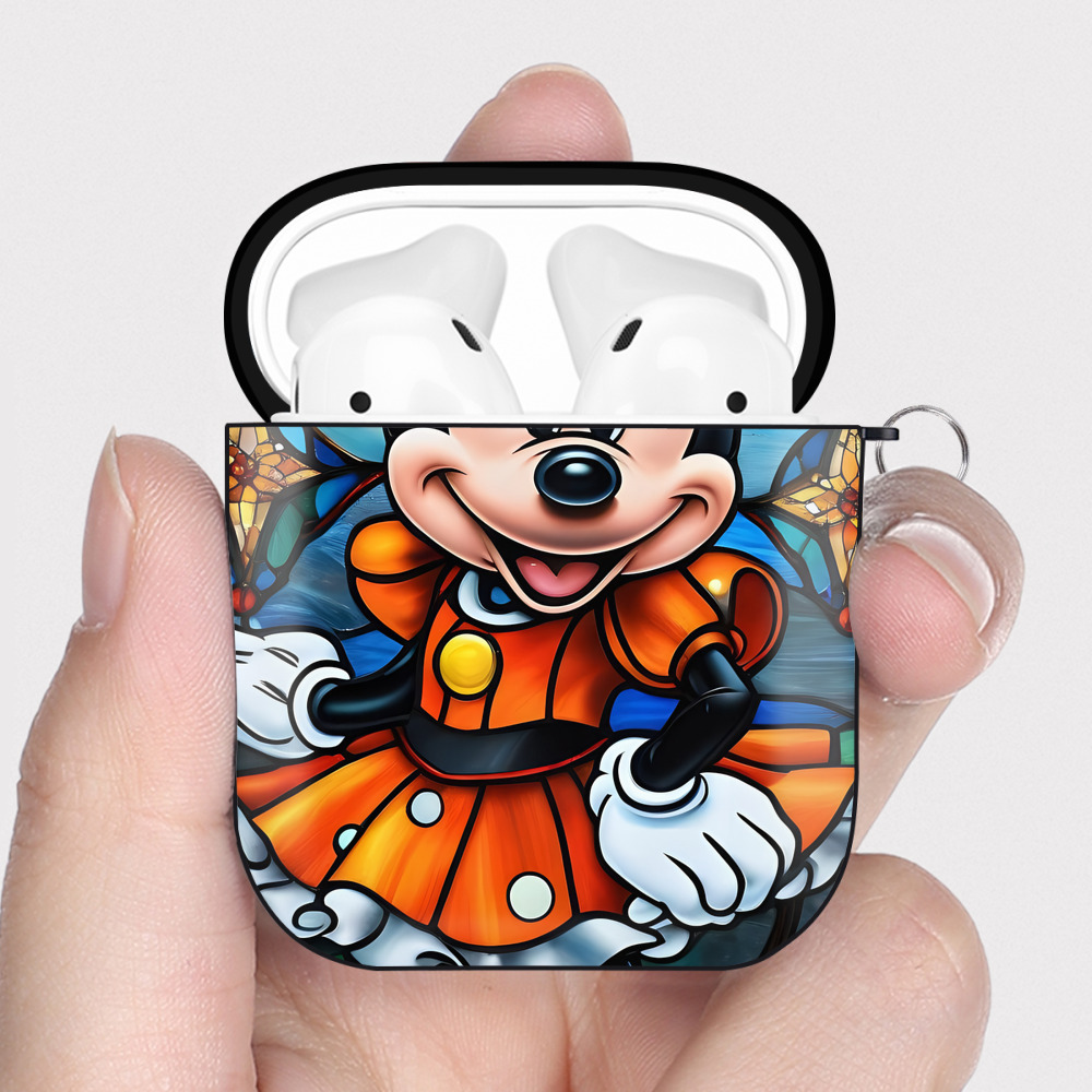 （画像用） ミッキーマウス Mickey Mouse AirPods 第2世代保護ケース ハードシェル ブラック 耐衝撃・防指紋・カラビナ付き
