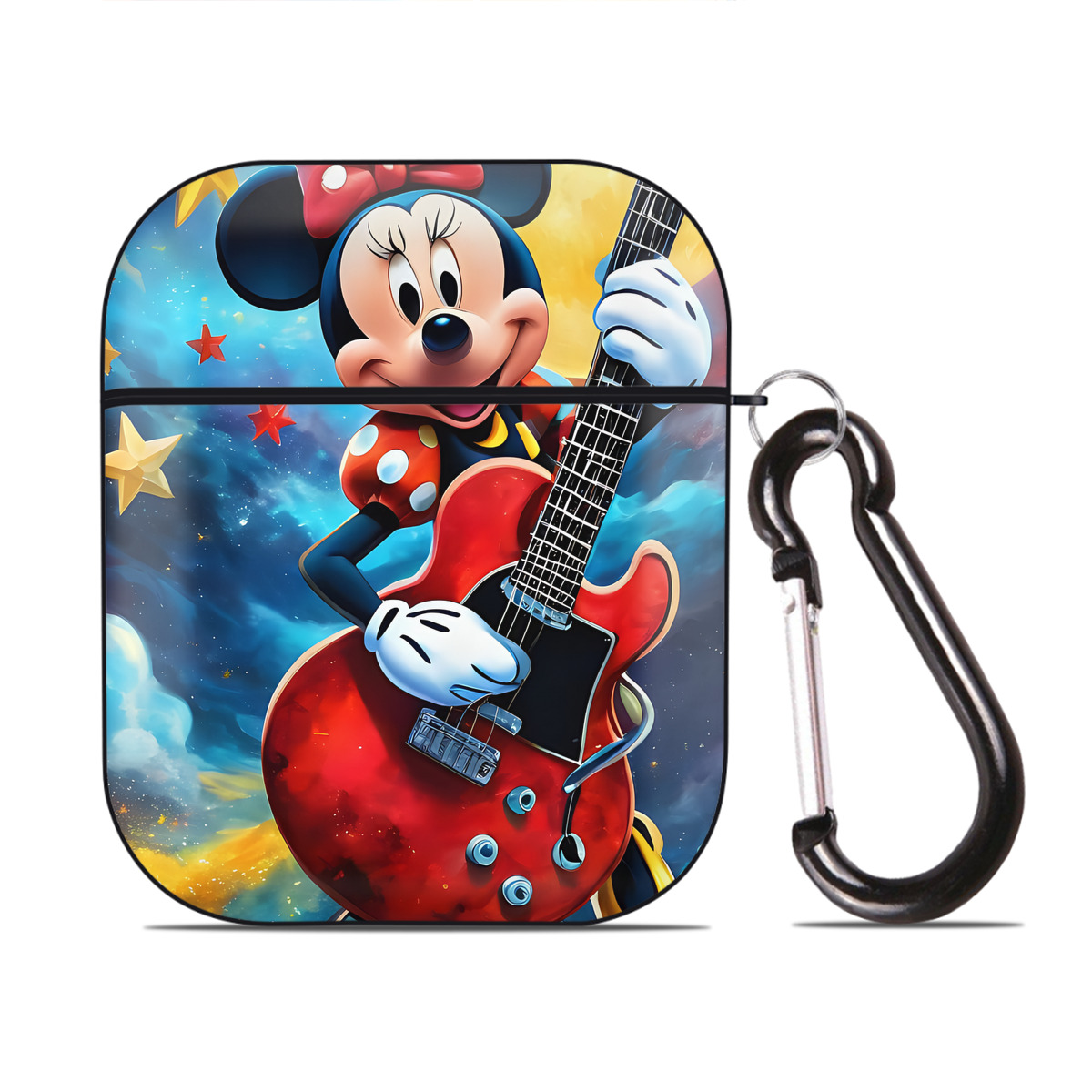 （画像用） ミッキーマウス Mickey Mouse AirPods 第2世代保護ケース ハードシェル ブラック 耐衝撃・防指紋・カラビナ付き