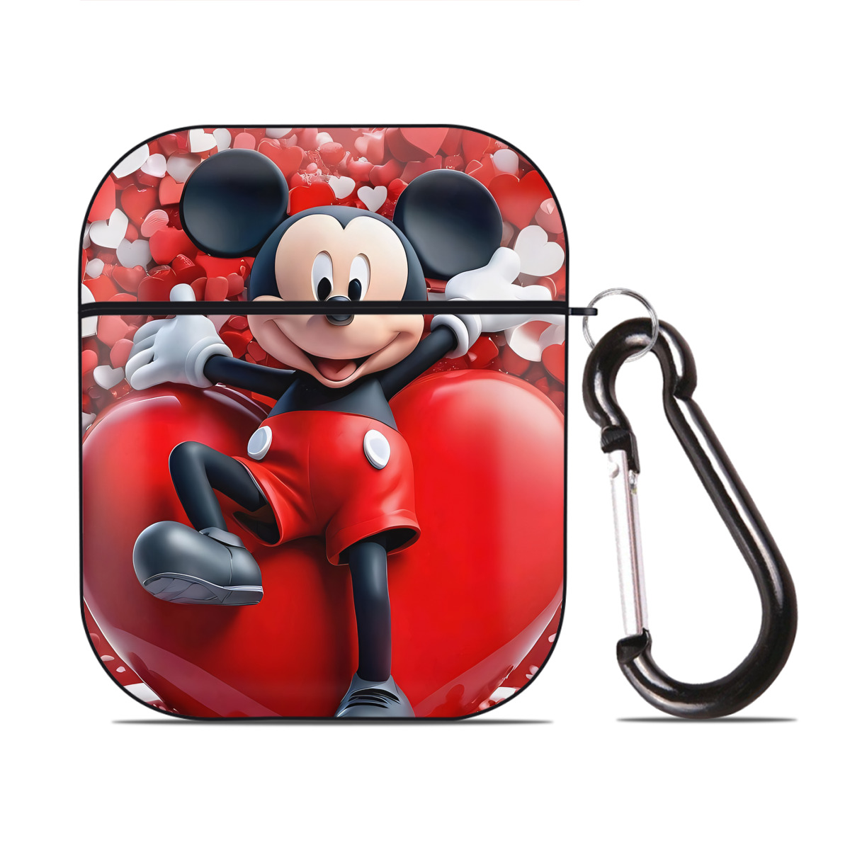 （画像用） ミッキーマウス Mickey Mouse AirPods 第2世代保護ケース ハードシェル ブラック 耐衝撃・防指紋・カラビナ付き