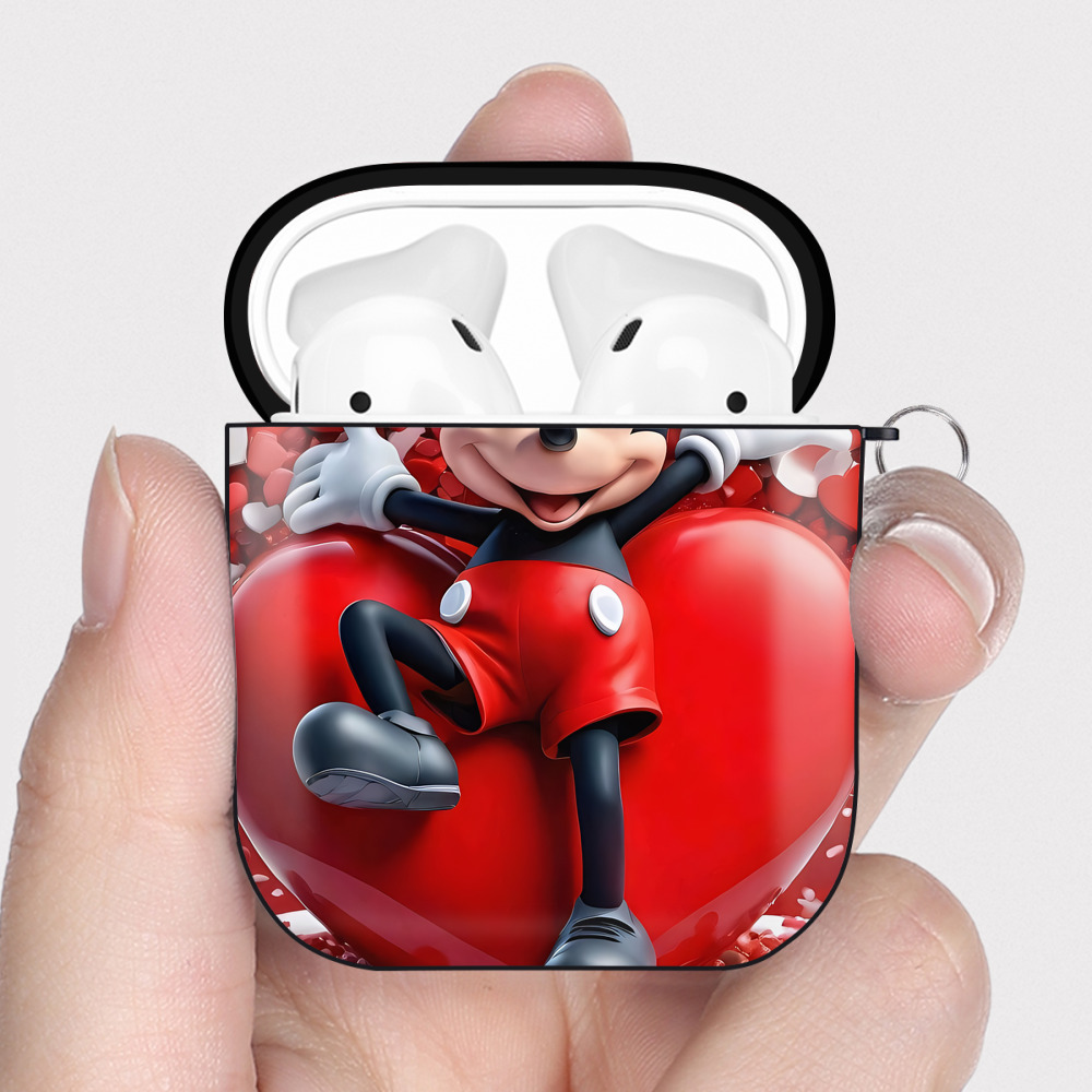 （画像用） ミッキーマウス Mickey Mouse AirPods 第2世代保護ケース ハードシェル ブラック 耐衝撃・防指紋・カラビナ付き