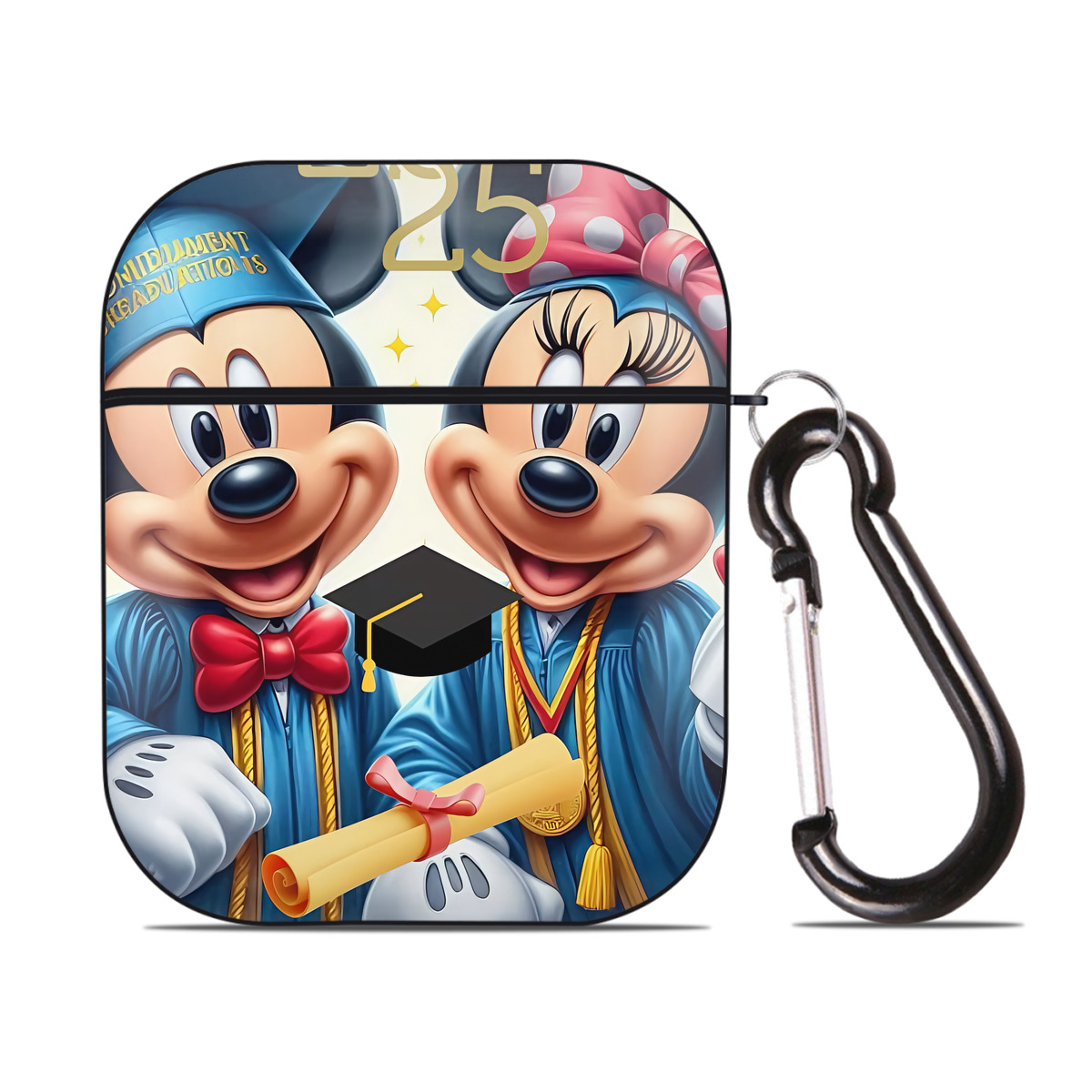 （画像用） ミッキーマウス Mickey Mouse AirPods 第2世代保護ケース ハードシェル ブラック 耐衝撃・防指紋・カラビナ付き
