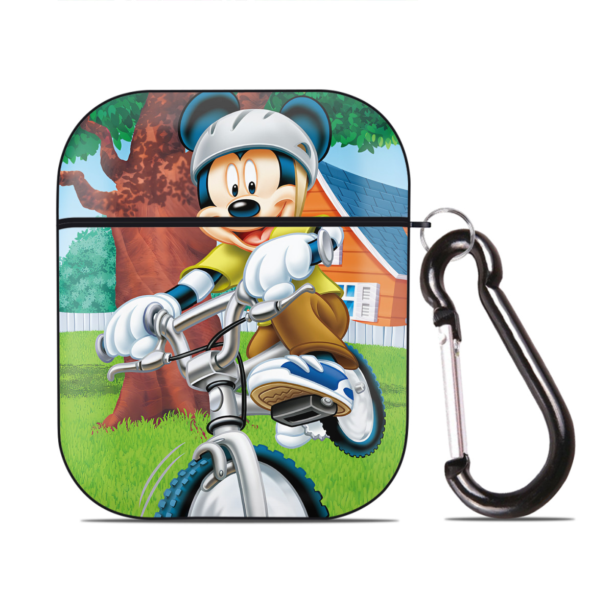 （画像用） ミッキーマウス Mickey Mouse AirPods 第2世代保護ケース ハードシェル ブラック 耐衝撃・防指紋・カラビナ付き