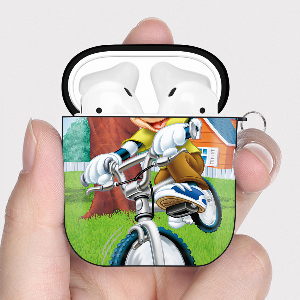 （画像用） ミッキーマウス Mickey Mouse AirPods 第2世代保護ケース ハードシェル ブラック 耐衝撃・防指紋・カラビナ付き