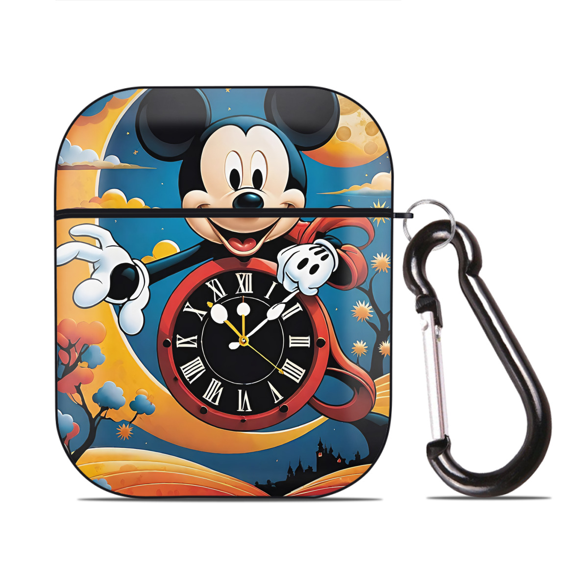 （画像用） ミッキーマウス Mickey Mouse AirPods 第2世代保護ケース ハードシェル ブラック 耐衝撃・防指紋・カラビナ付き