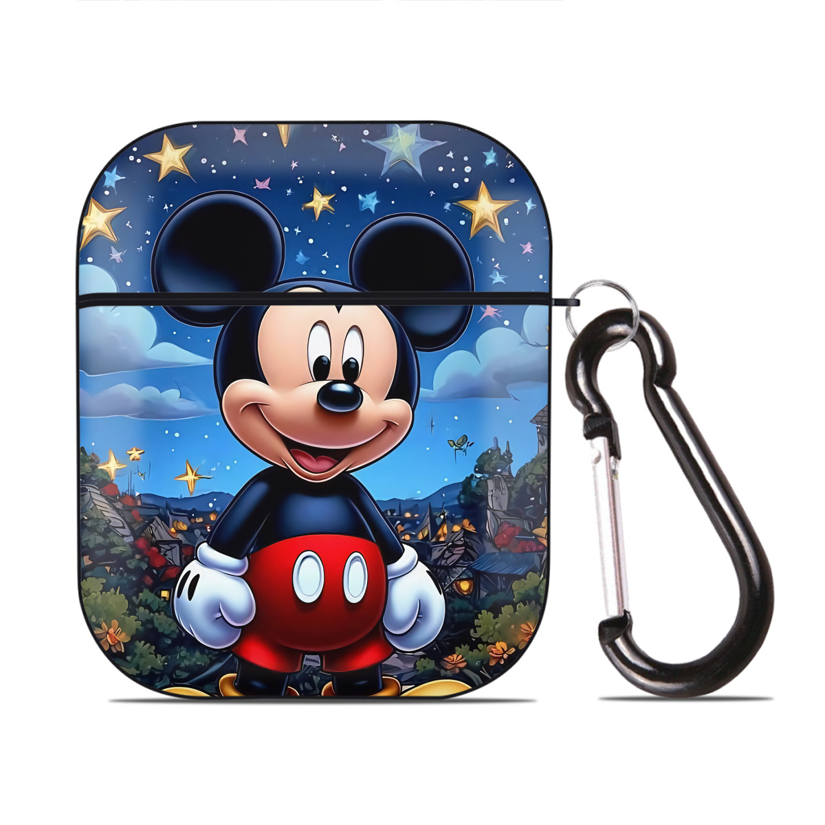 （画像用） ミッキーマウス Mickey Mouse AirPods 第2世代保護ケース ハードシェル ブラック 耐衝撃・防指紋・カラビナ付き