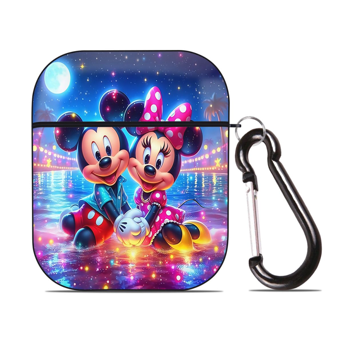 （画像用） ミッキーマウス Mickey Mouse AirPods 第2世代保護ケース ハードシェル ブラック 耐衝撃・防指紋・カラビナ付き