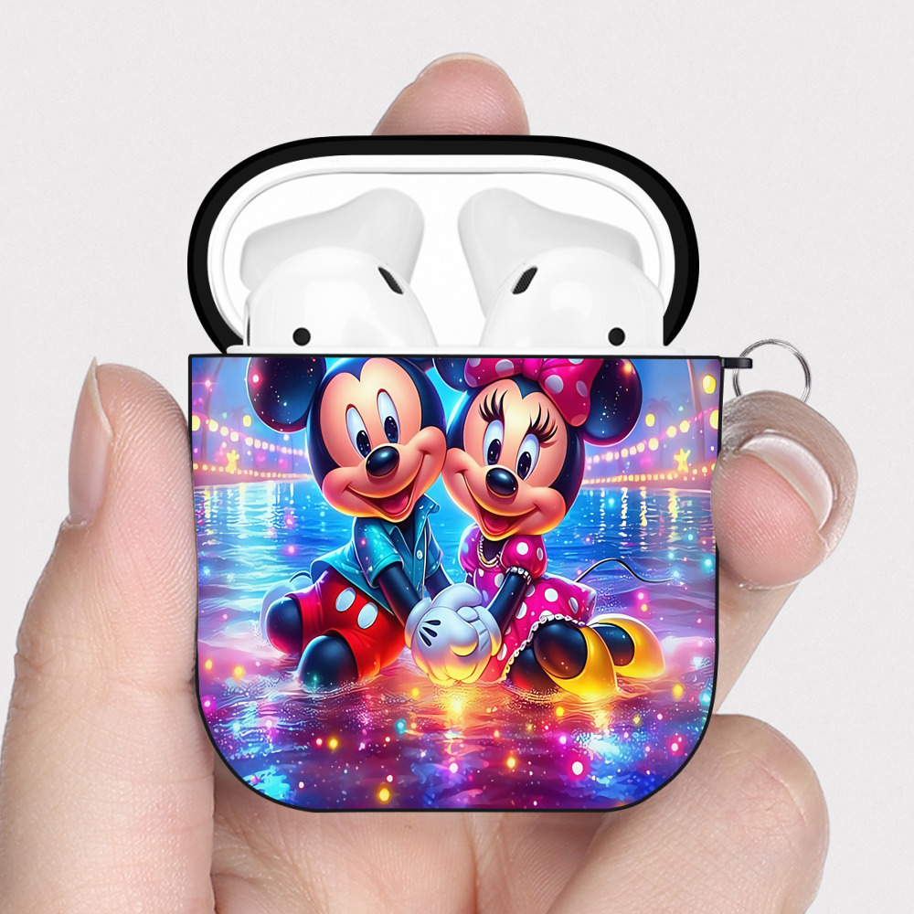 （画像用） ミッキーマウス Mickey Mouse AirPods 第2世代保護ケース ハードシェル ブラック 耐衝撃・防指紋・カラビナ付き