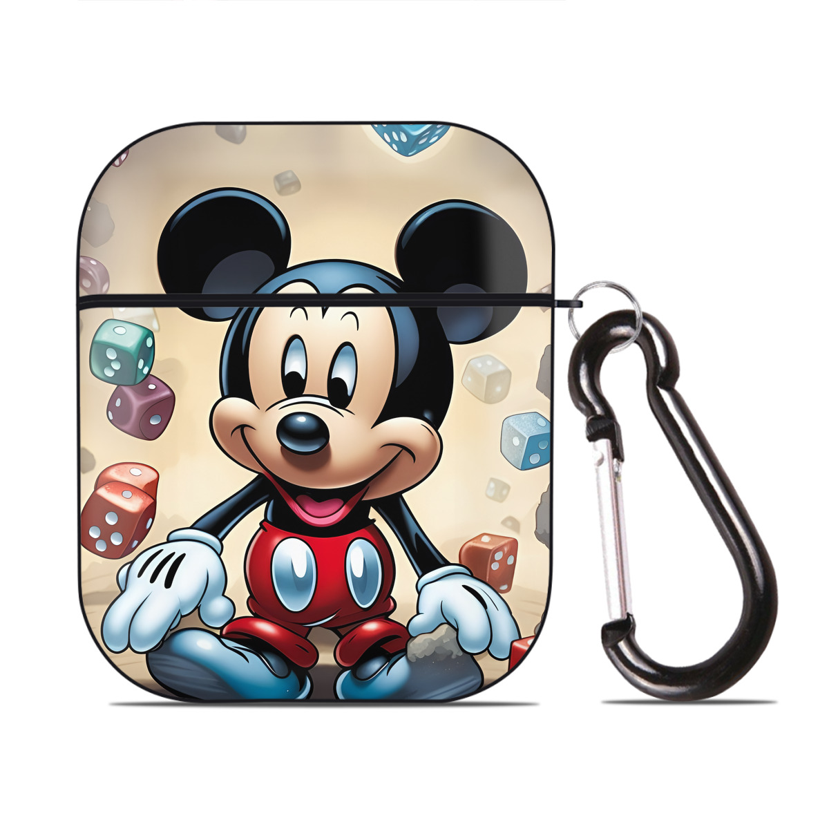 （画像用） ミッキーマウス Mickey Mouse AirPods 第2世代保護ケース ハードシェル ブラック 耐衝撃・防指紋・カラビナ付き