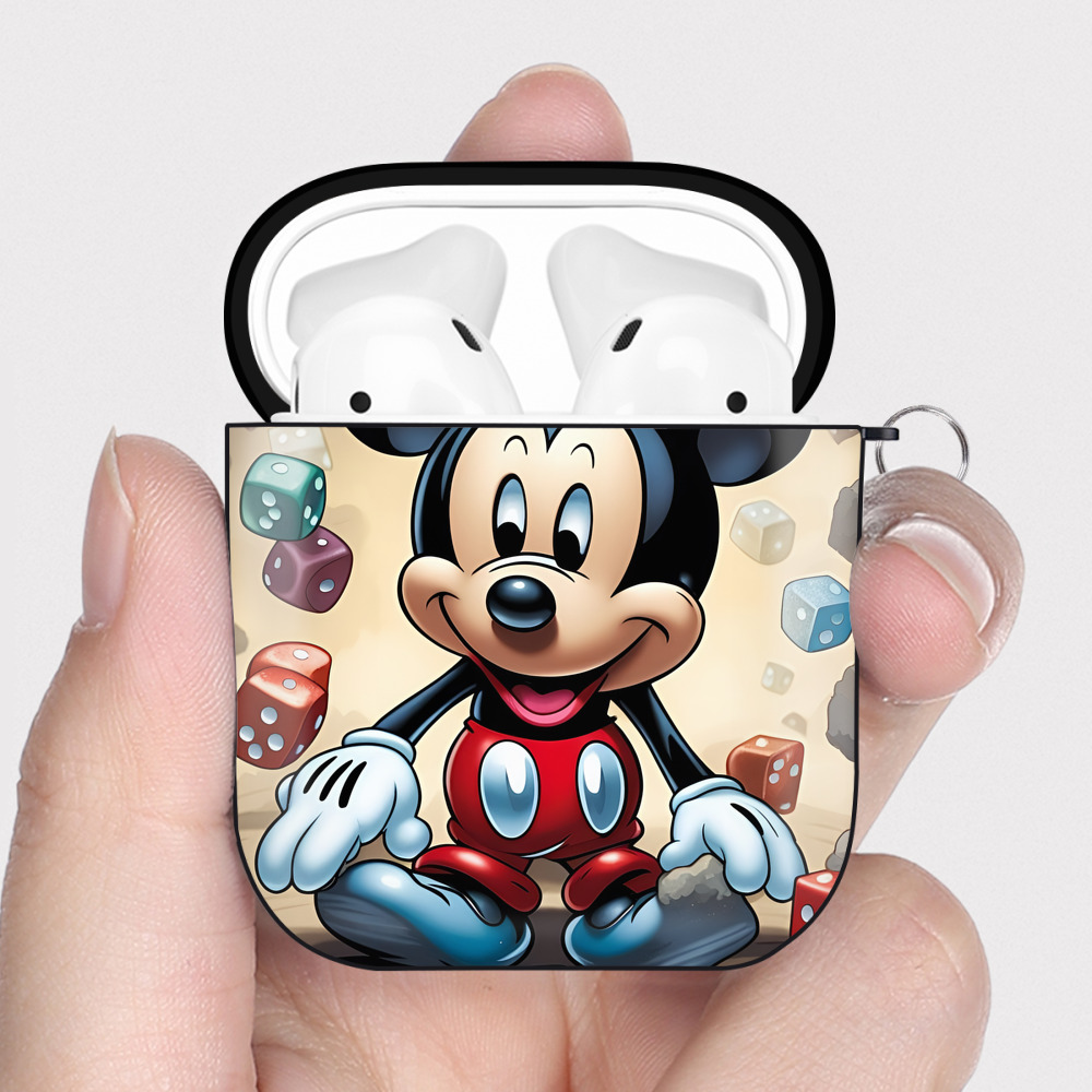 （画像用） ミッキーマウス Mickey Mouse AirPods 第2世代保護ケース ハードシェル ブラック 耐衝撃・防指紋・カラビナ付き