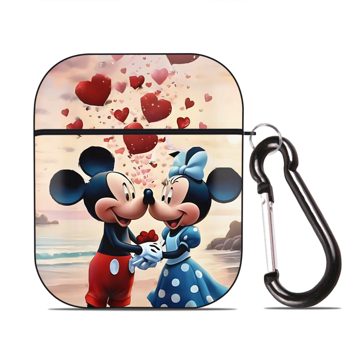 （画像用） ミッキーマウス Mickey Mouse AirPods 第2世代保護ケース ハードシェル ブラック 耐衝撃・防指紋・カラビナ付き