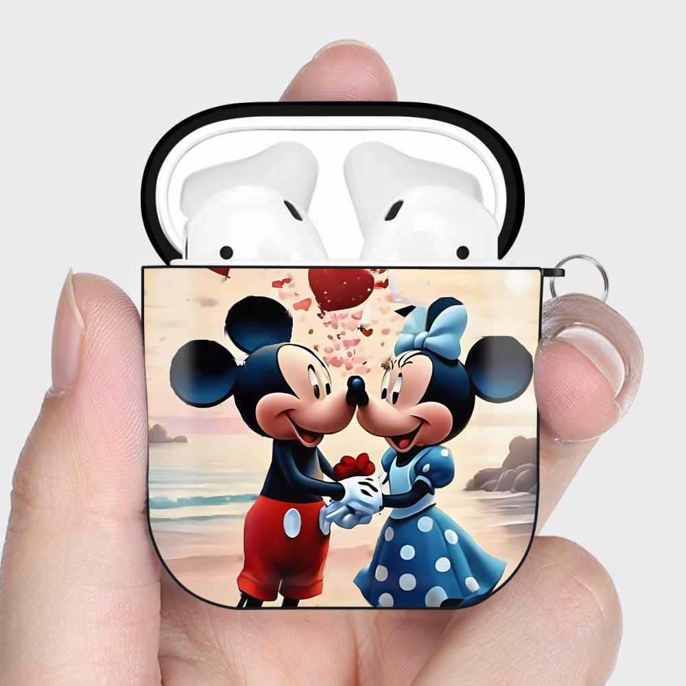 （画像用） ミッキーマウス Mickey Mouse AirPods 第2世代保護ケース ハードシェル ブラック 耐衝撃・防指紋・カラビナ付き