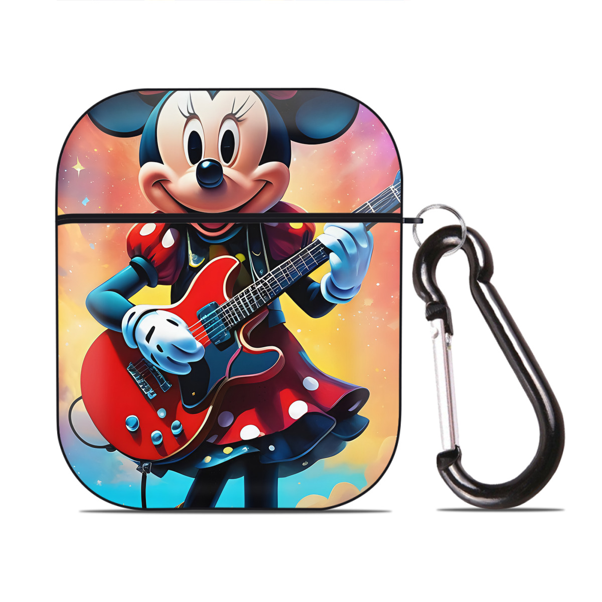 （画像用） ミッキーマウス Mickey Mouse AirPods 第2世代保護ケース ハードシェル ブラック 耐衝撃・防指紋・カラビナ付き