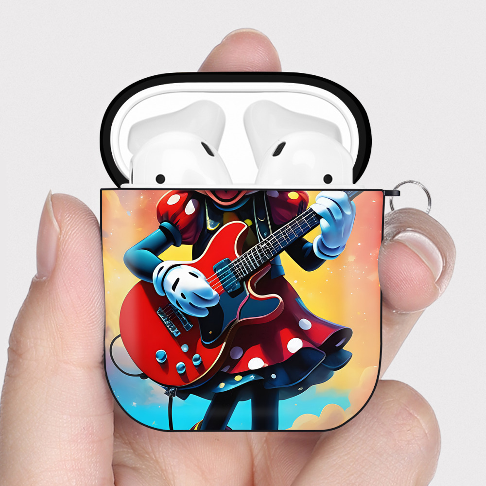 （画像用） ミッキーマウス Mickey Mouse AirPods 第2世代保護ケース ハードシェル ブラック 耐衝撃・防指紋・カラビナ付き