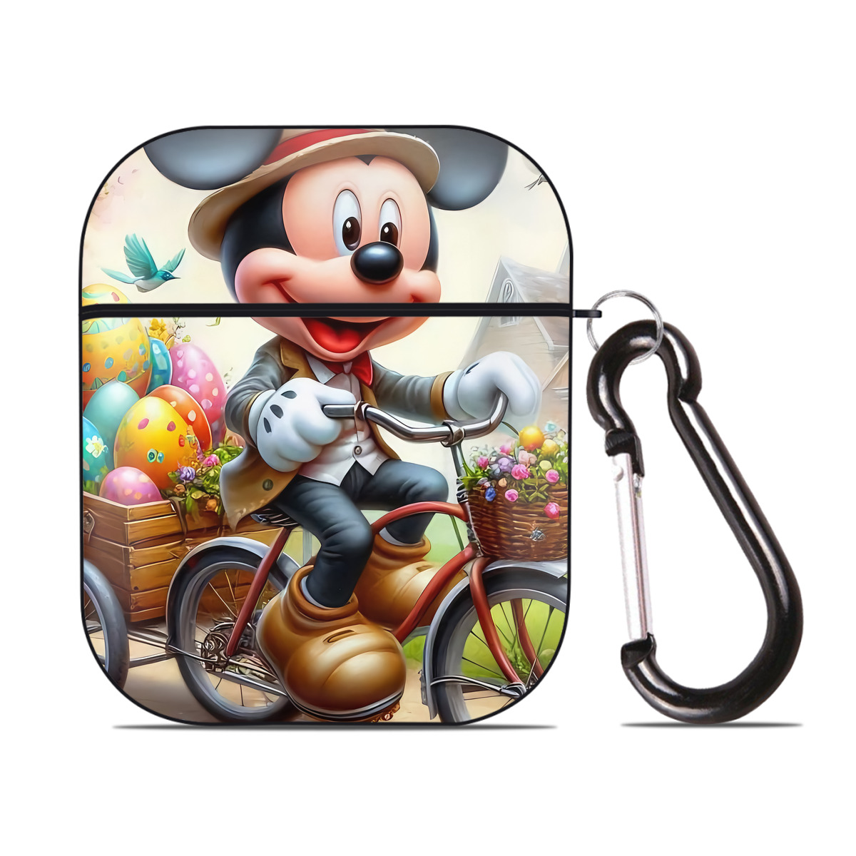 （画像用） ミッキーマウス Mickey Mouse AirPods 第2世代保護ケース ハードシェル ブラック 耐衝撃・防指紋・カラビナ付き