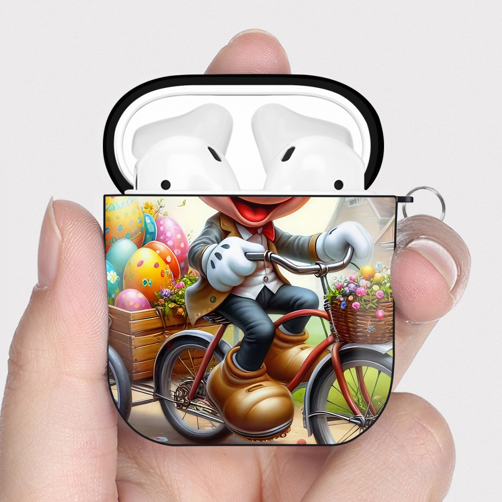 （画像用） ミッキーマウス Mickey Mouse AirPods 第2世代保護ケース ハードシェル ブラック 耐衝撃・防指紋・カラビナ付き