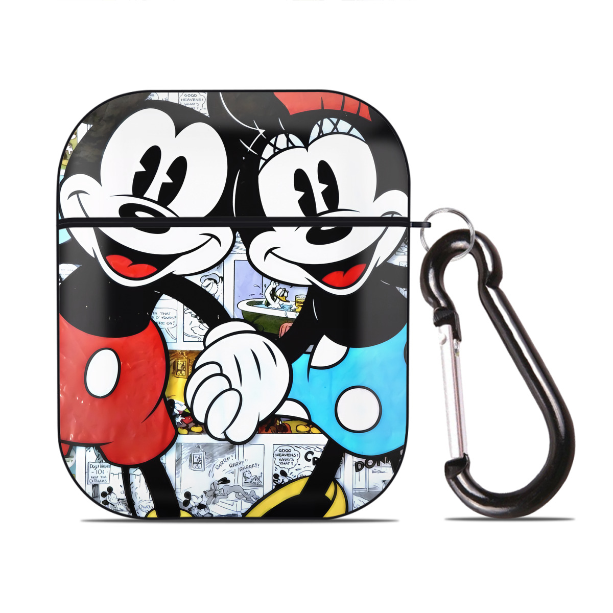 （画像用） ミッキーマウス Mickey Mouse AirPods 第2世代保護ケース ハードシェル ブラック 耐衝撃・防指紋・カラビナ付き