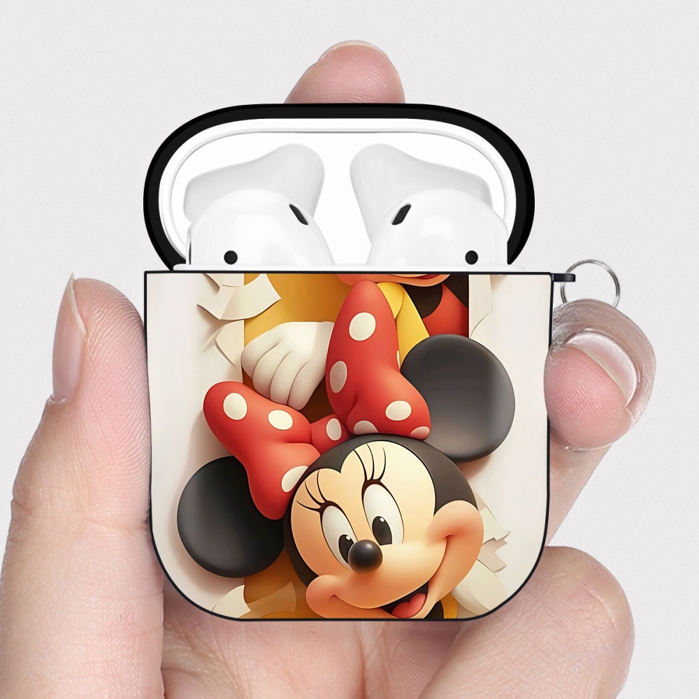 （画像用） ミッキーマウス Mickey Mouse AirPods 第2世代保護ケース ハードシェル ブラック 耐衝撃・防指紋・カラビナ付き